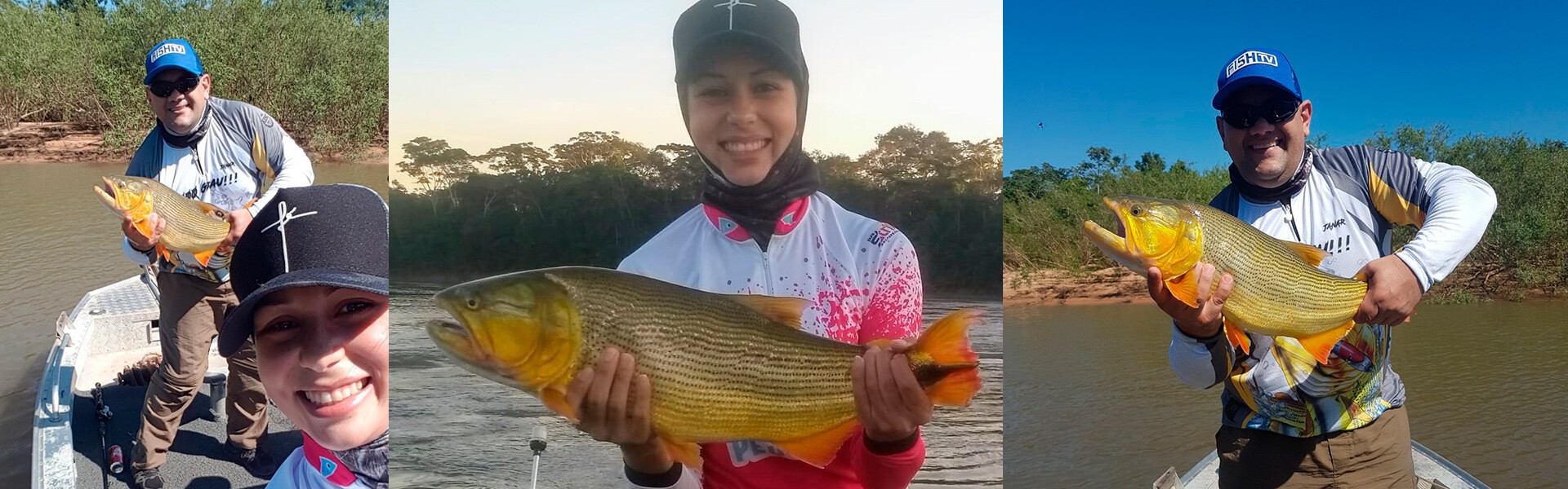 Janar e Viviane pescando dourados em Mato Grosso