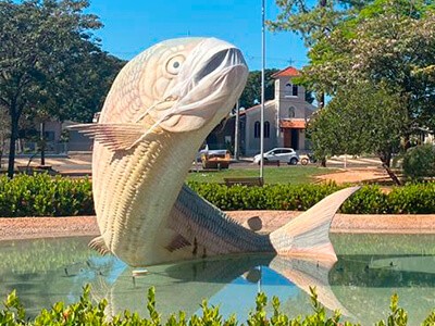 Peixe símbolo de Bonito usa máscara